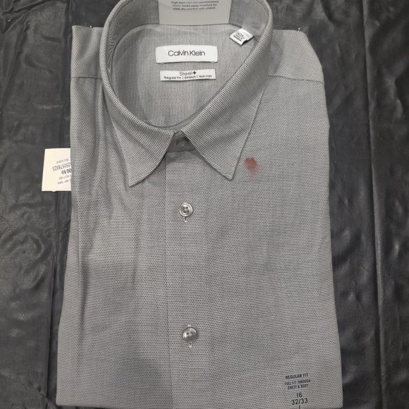 SOILED Calvin Klein Mens Regular Fit Non Iron Dress Gray Size 16 32/33 $75 2A145 - Picture 1 of 3